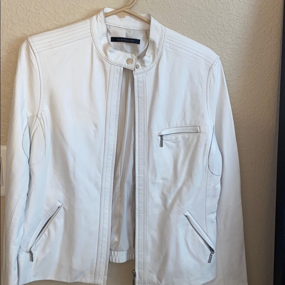 ELIE TAHARI WHITE LEATHER JACKET